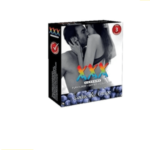 XXX Dotted Grape Flavorured Coloured Condom - 3Pcs Pack